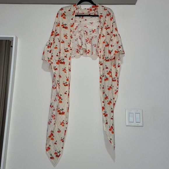 Farm Rio Pitanga Eyelet Ruffle Wrap Coverup Skirt/Top SZ XS EUC - Picture 6 of 9